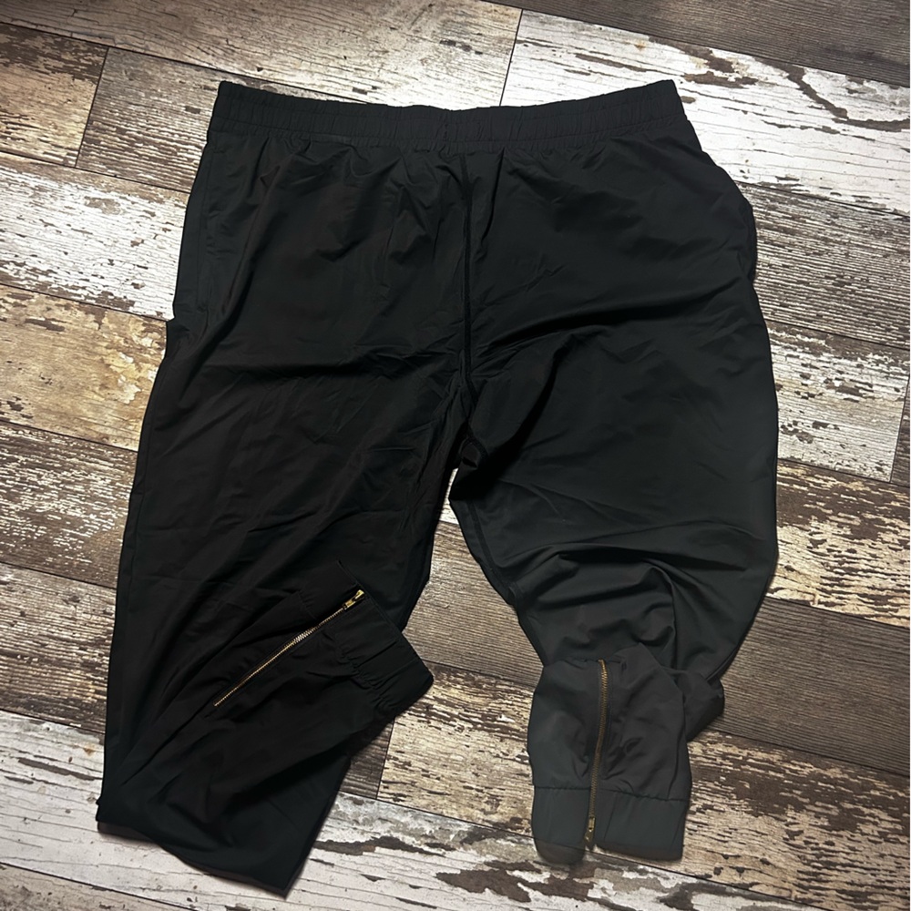 Zyia Black Jogger Pants with Gold Zipper